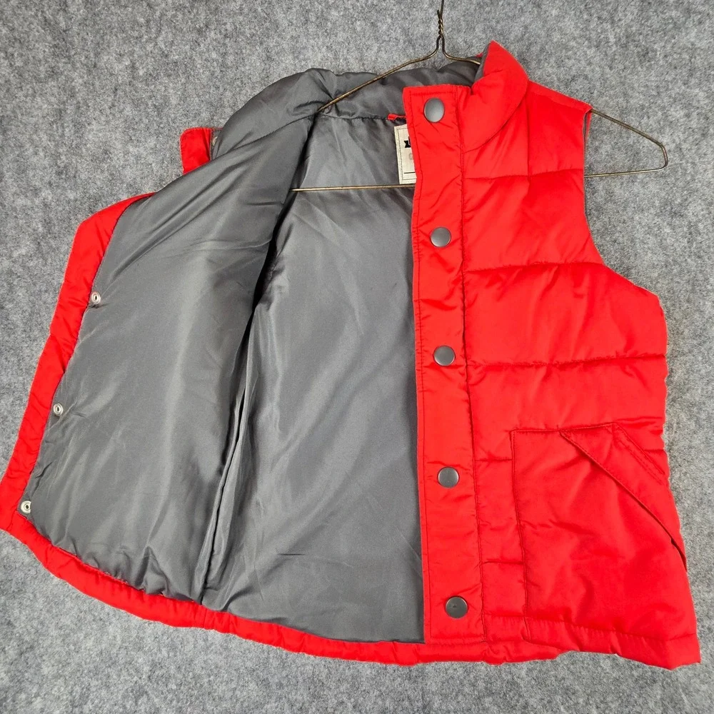 Gymboree Puffer Vest Boys Size S 5-6 Red Quilted Snap Front Outerwear